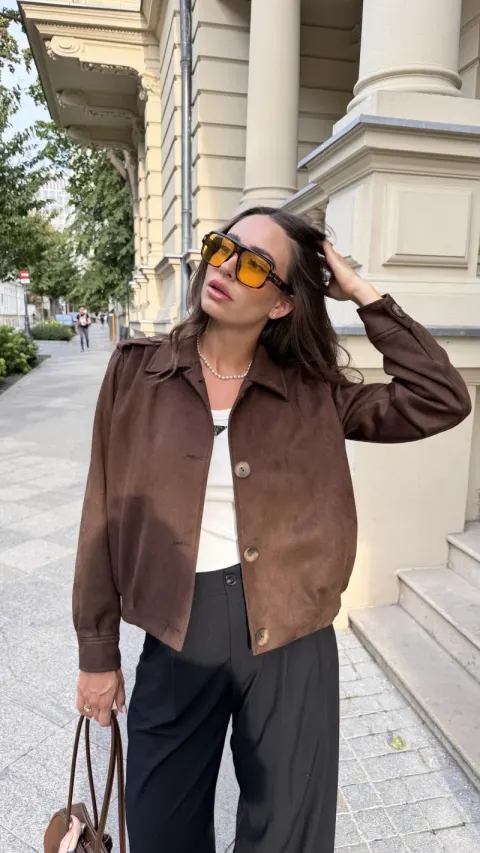 Kurtka damska zamszowa Czekoladowa SAMUEL Modernline Club