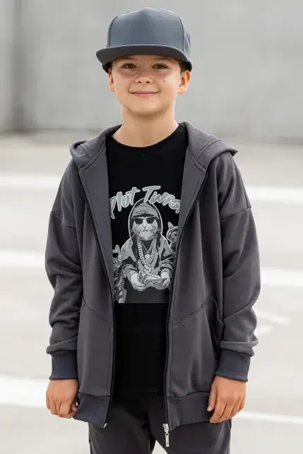 Bluza rozpinana z kapturem PLOT TWIST Grafitowa All For Kids