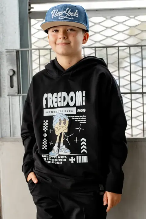Bluza z kapturem FREEDOM Czarna All For Kids