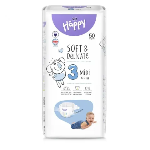 Happy Midi 3 Pieluszki jednorazowe 50 szt.