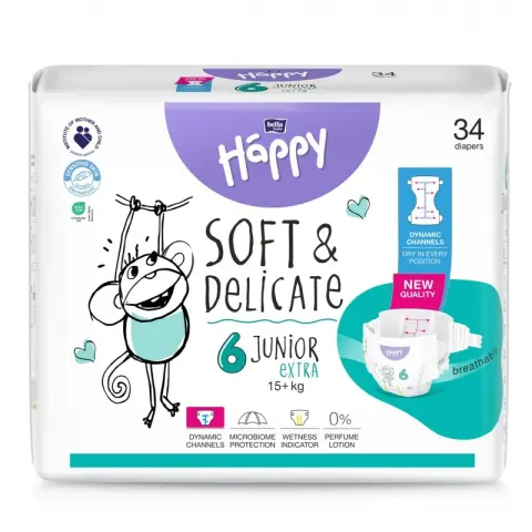Happy 6 Junior Extra Pieluszki jednorazowe 34 szt.