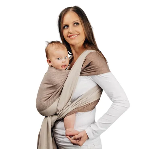 LennyLamb mała jodełka baby caffe latte - chusta tkana długa