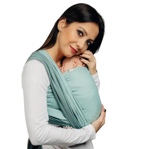 LennyLamb mała jodełka baby mint - chusta tkana długa
