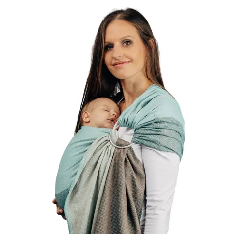 LennyLamb mała jodełka baby mint - chusta kółkowa