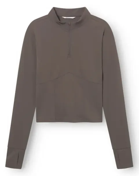 Bluzka damska Butter Soft Half Zip True to Body Dark Brown – Rethinkit Studios 20158-718