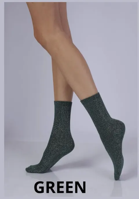 Skarpetki z błyszcząca nitką Glamour GREEN