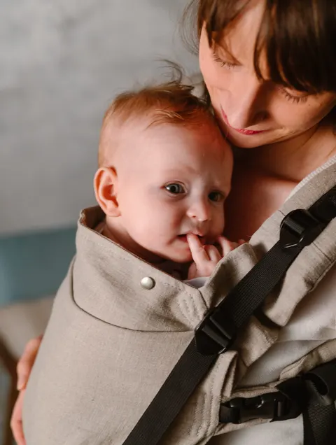 Kavka multi-age PRO beige linen - nosidło lniane klamrowe