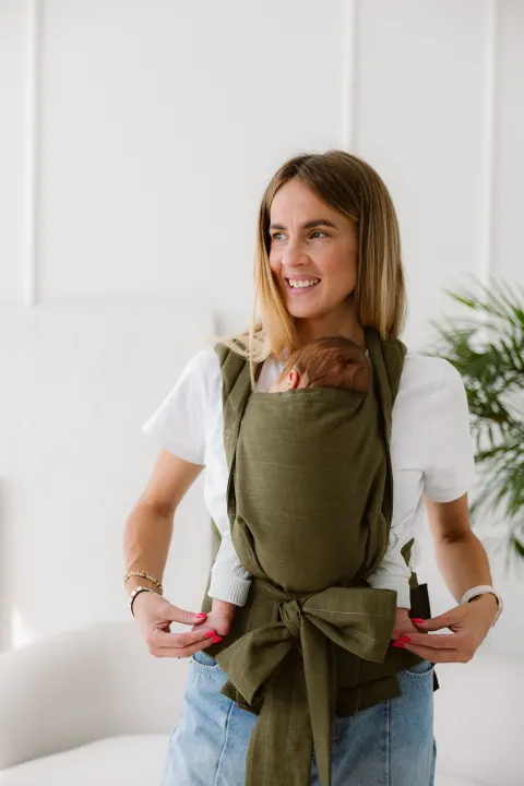 Kavka handy PRO wild green linen - nosidło hybrydowe regulowane
