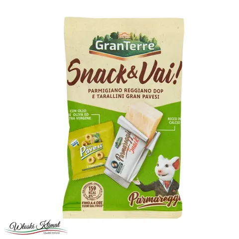 Przekąski Ser Parmigiano Reggiano 12 msc i Taralli Gran Pavesi Snack Gran Terre 37g