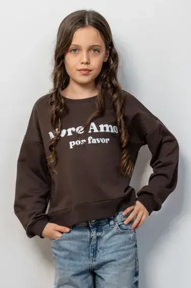 Bluza dziecięca MORE AMORE czekoladowa All For Kids & Bopoco
