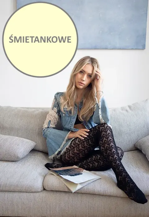 Damskie Rajstopy HARISSA ażurowe ECRU śmietankowe NOQ by Knittex