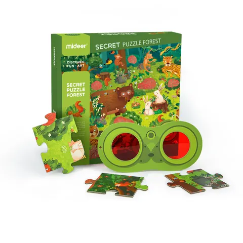 mideer Sekretne puzzle z okularami 3D - Las (35 elementów)