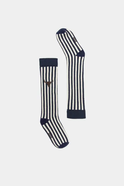 Skarpetki długie 612 LONG STRIPED NAVY SOCKS booso