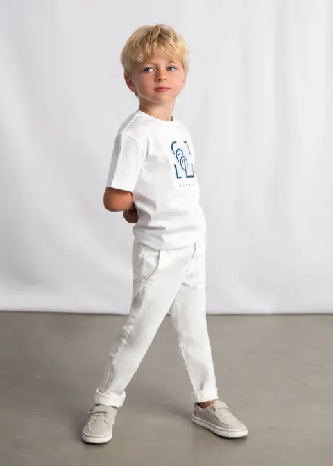 Długie spodnie basic typu chino dla chłopca Śmietankowe Mayoral 26-00512-067