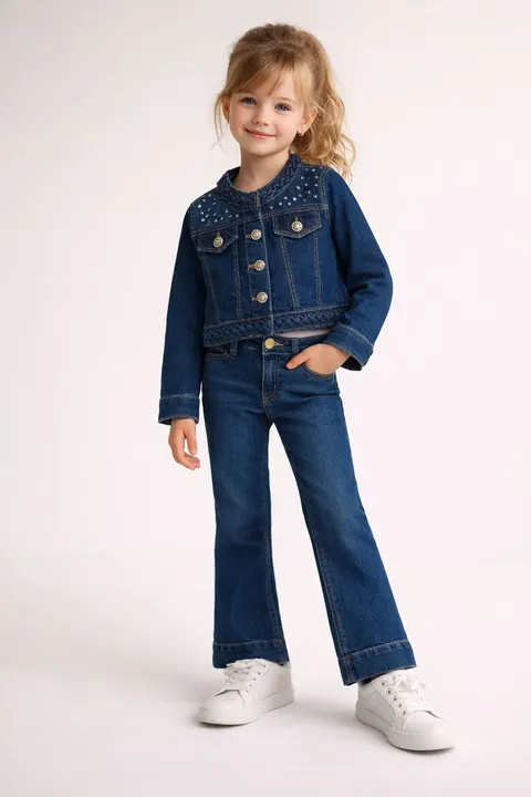 Kurtka denim z perełkami dla dziewczynki Indygo Abel & Lula 26-05307-036