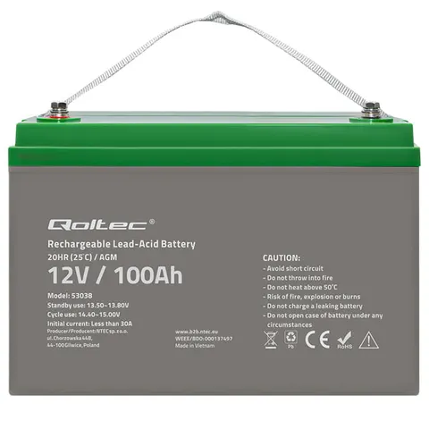 Akumulator Qoltec AGM LongLife 12V 100Ah