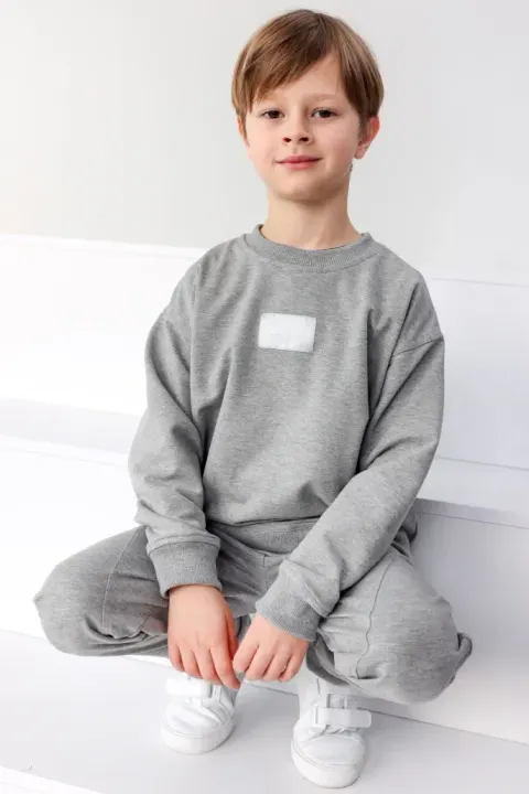 Bluza Over Szary Melanż – Bawełniana Bluza Dziecięca TUSS