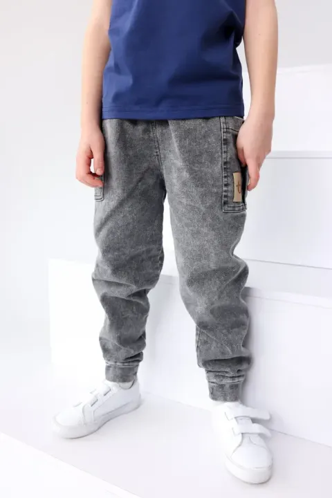 Spodnie Jeans Cargo Light Grey – Jeansy Dziecięce z Kieszeniami TUSS