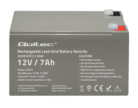 Akumulator Qoltec AGM LongLife 12V 7Ah
