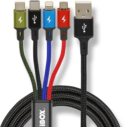 iBOX KABEL USB 4W1 2XUSB-C, MICROUSB, LIGHTNING