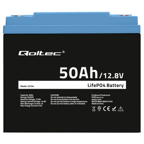 Qoltec Akumulator LiFePO4 | 12.8V | 50Ah | 640Wh | BMS