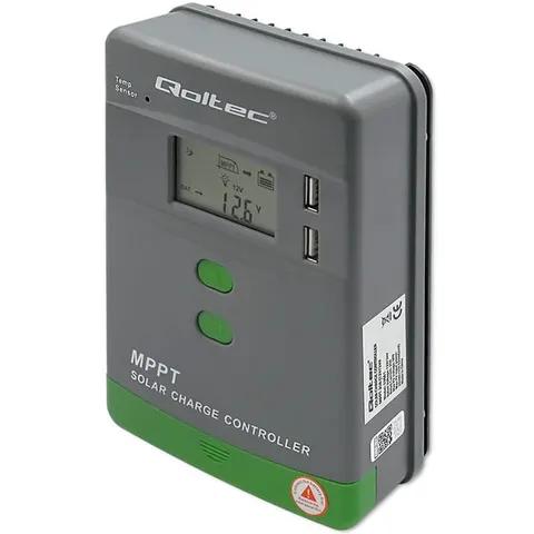 Regulator solarny ładowania Qoltec MPPT z czujnikiem temperatury 20A 12V/24V LCD 2 x USB