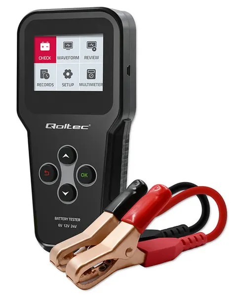 Qoltec Cyfrowy tester akumulatora 3w1 z LCD | 6V | 12V | 24V | 30Ah- 200Ah