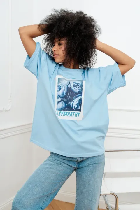 T-Shirt damski SYMPATHY niebieski Bopoco