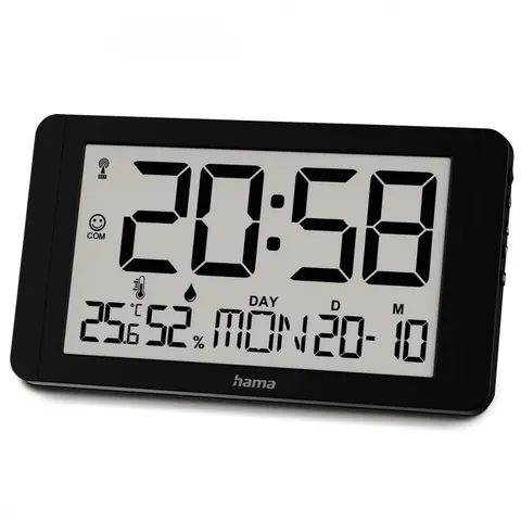 Hama Zegar elektroniczny ścienny z DCF Cuba czarny
