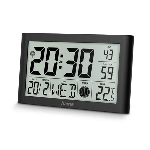 Hama Zegar elektroniczny ścienny Martinique Czarny