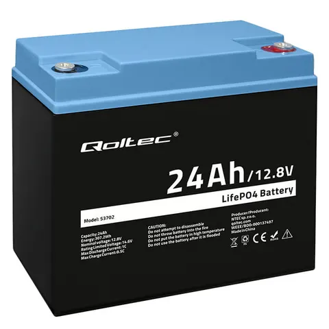 Qoltec Akumulator LiFePO4 | 12.8V | 24Ah | 307.2Wh | BMS