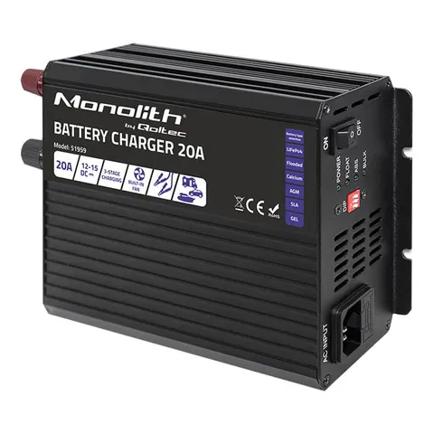 Prostownik/ładowarka Qoltec Monolith do akumulatorów LiFePO4 AGM GEL SLA 20A 12V