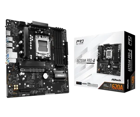 ASRock Płyta główna A620AM PRO-A AM5 4DDR5 HDMI M.2 mATX