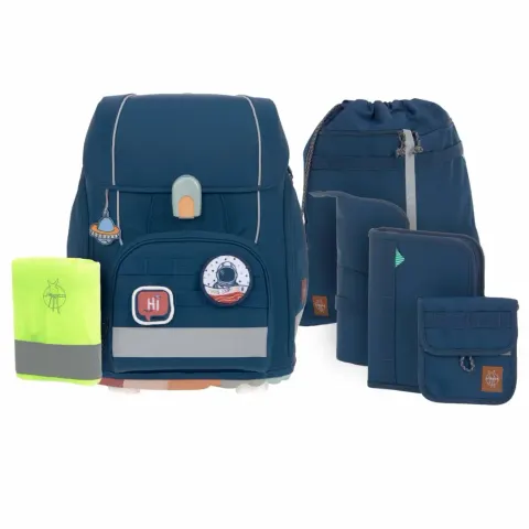 Plecak szkolny 6 lat+ Ergonomiczny zestaw 7 el. School Set Boxy Unique Navy Lassig