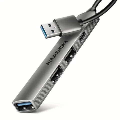 AXAGON HUE-STA Hub USB-A ALU STRIP 4-portowy, 1x USB-A 5Gbps, 2x USB-A 2.0, 1x USB-C 2.0, kabel 12 cm