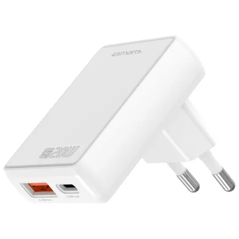4smarts Ładowarka sieciowa FlatPlug Duos 20W USB-C + USB-A Biała