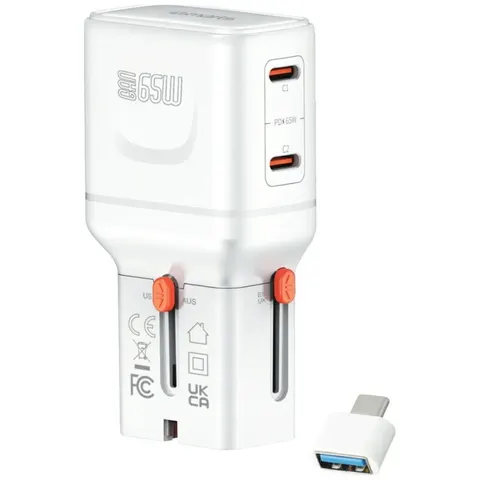 4smarts Ładowarka podróżna World Travel 65W USB-C + USB-A Biała