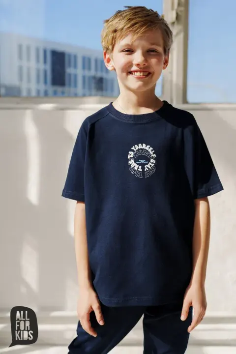 Granatowy T-Shirt Chłopięcy Stay True To Yourself All For Kids