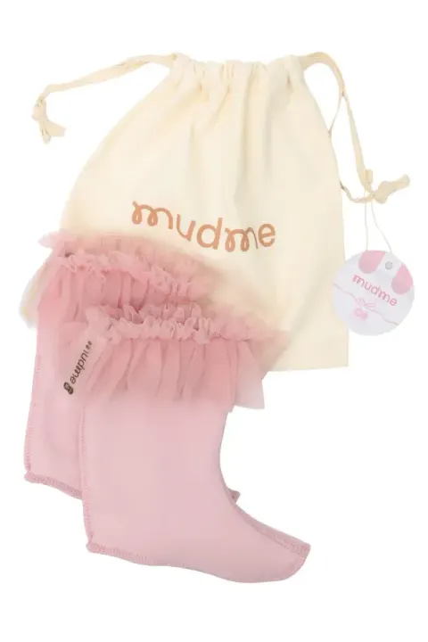 Ocieplacze do kaloszy mudme Limited Collection Pink Pearl Z FALBANKĄ polarowe
