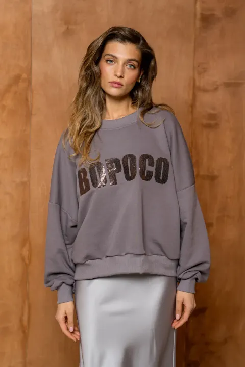 Bluza damska BOPOCO cekin szara Bopoco