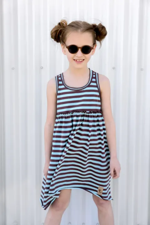 Sukienka SUMMER DRESS paski blue - brown TUSS