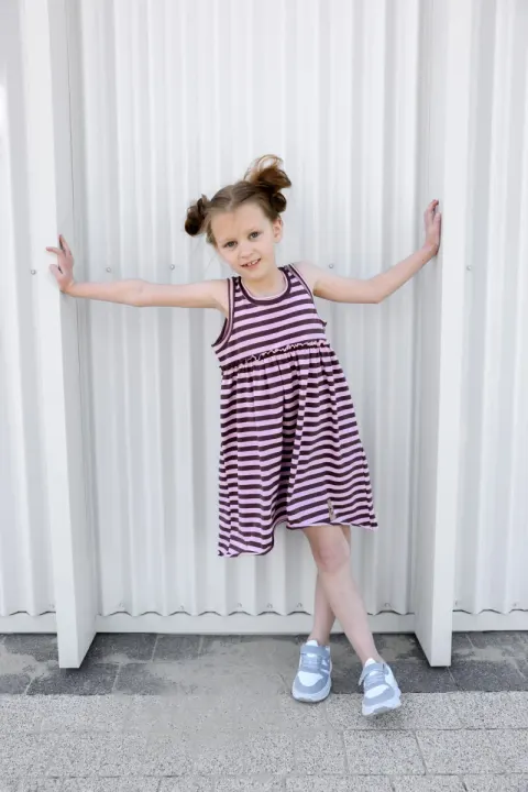 Sukienka SUMMER DRESS paski pink - brown TUSS