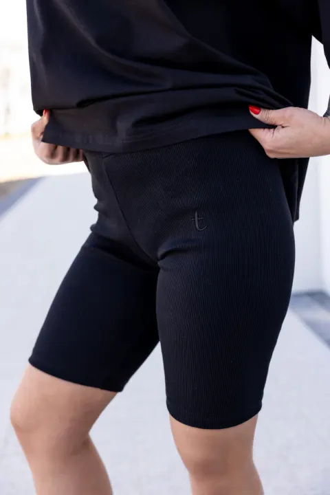 Kolarki damskie prążkowane RIB Black TUSS