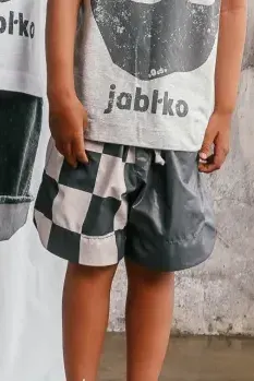 Szorty 232 DOUBLE NYLON CHECKED SHORTS ecru/graphite booso