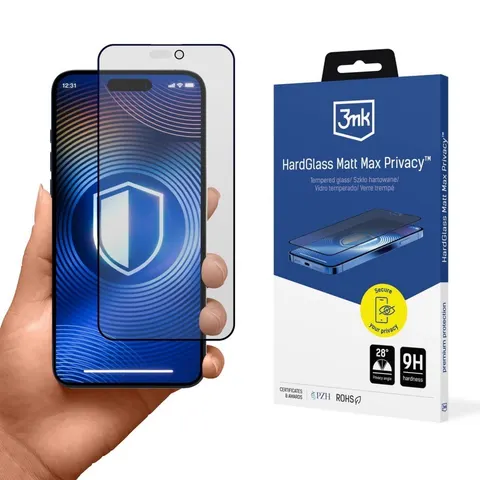 3MK Szkło prywatyzujace HardGlass Matt Max Privacy Apple iPhone 18 Pro Max