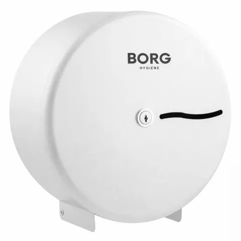 Dozownik stalowy BORG PREMIUM na papier toaletowy Jumbo Biały