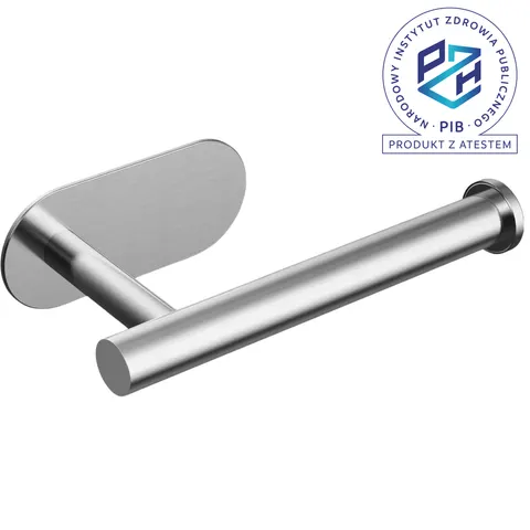 Uchwyt ścienny na papier toaletowy samoprzylepny srebrny HIGI24 Atest PZH