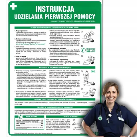 Znak Instrukcja BHP Instrukcja udzielania pierwszej pomocy 24,5x35 cm PCV