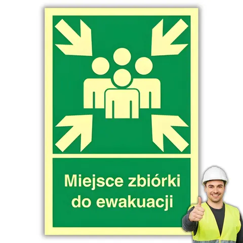 Znak PPOŻ Tabliczka Miejsce zbiórki do ewakuacji 20x30 PCV CNBOP