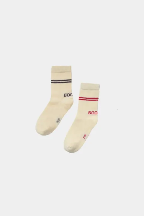 Skarpetki DOUBLE SOCKS ecru/red/beige booso